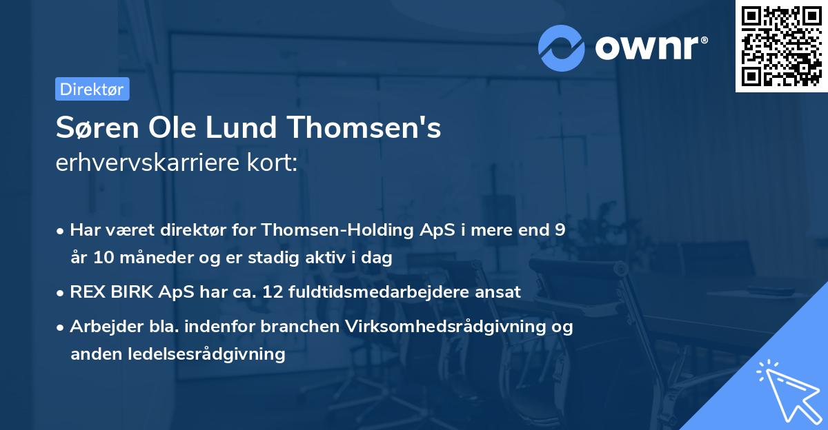 Søren Ole Lund Thomsen's erhvervskarriere kort