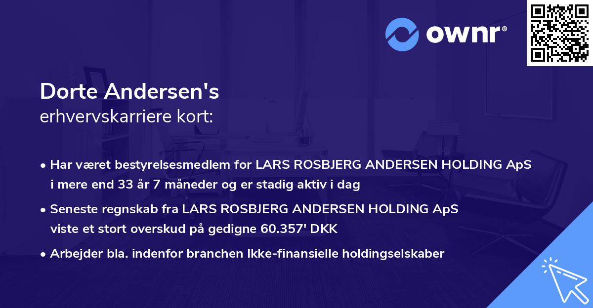 Dorte Andersen's erhvervskarriere kort