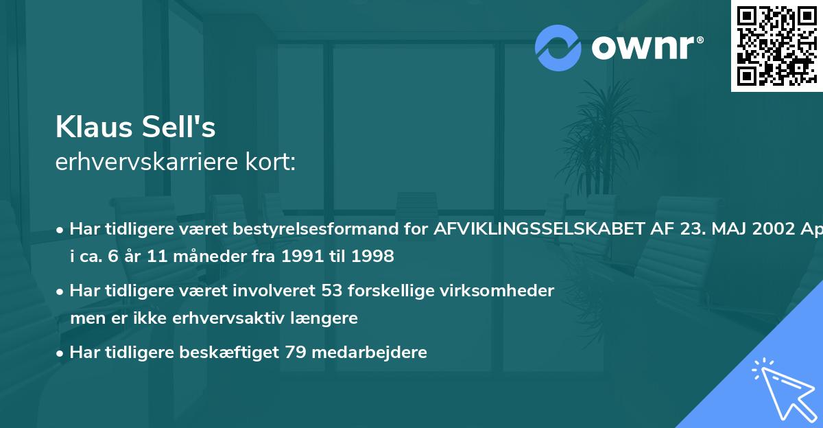 Klaus Sell's erhvervskarriere kort