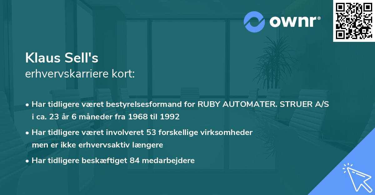 Klaus Sell's erhvervskarriere kort