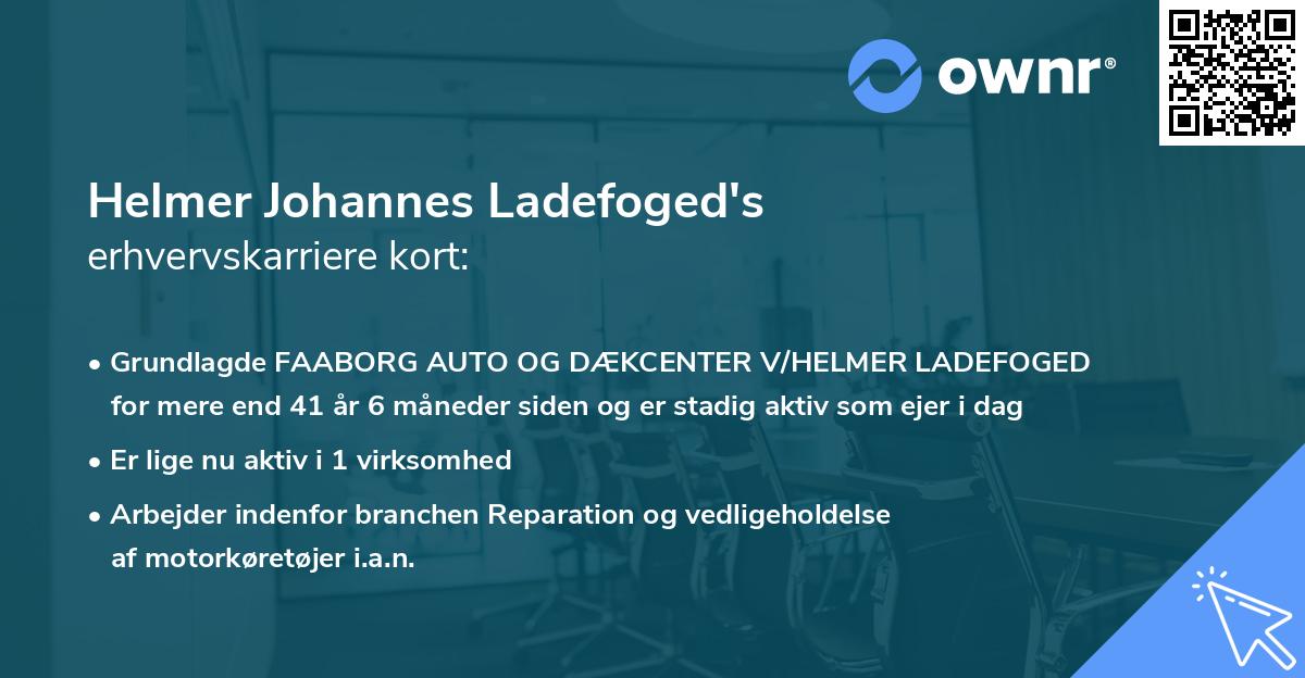 Helmer Johannes Ladefoged's erhvervskarriere kort