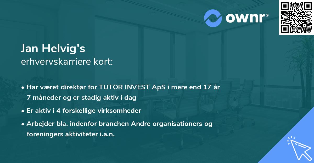 Jan Helvig's erhvervskarriere kort