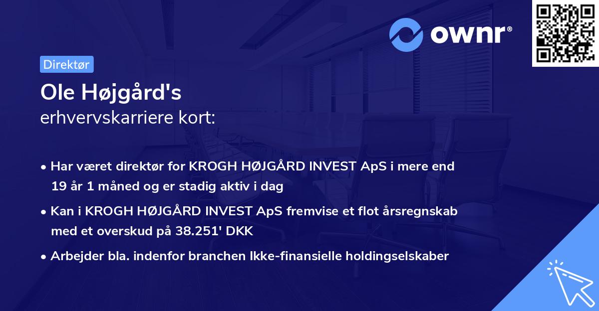 Ole Højgård's erhvervskarriere kort