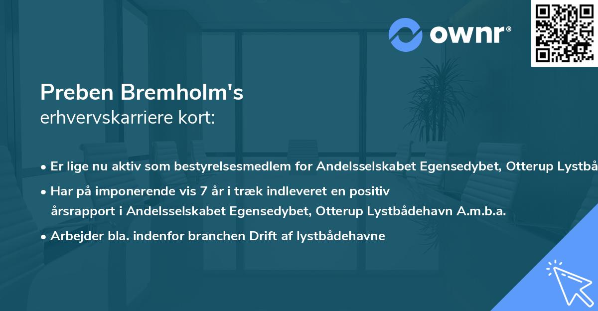 Preben Bremholm's erhvervskarriere kort