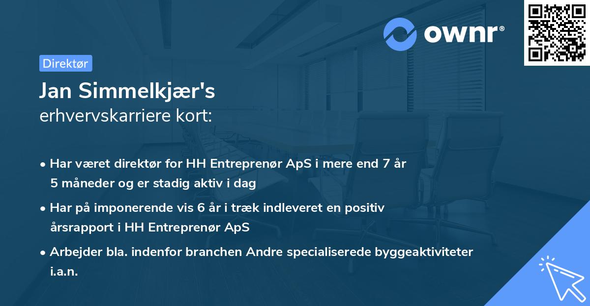 Jan Simmelkjær's erhvervskarriere kort