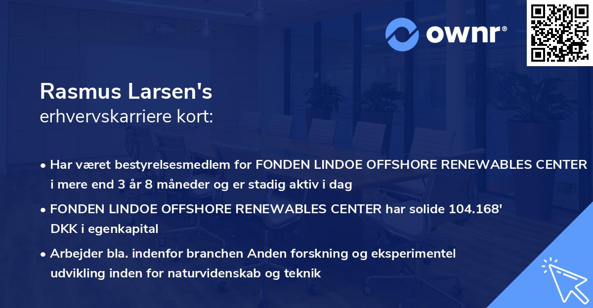 Rasmus Larsen's erhvervskarriere kort