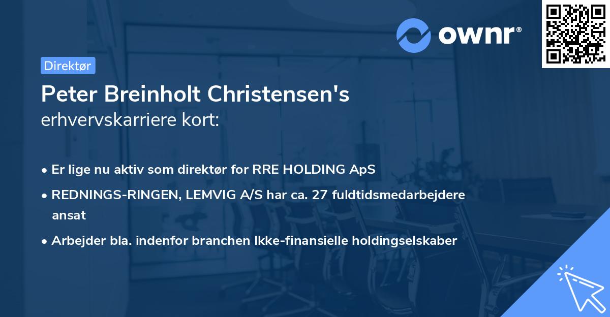 Peter Breinholt Christensen's erhvervskarriere kort