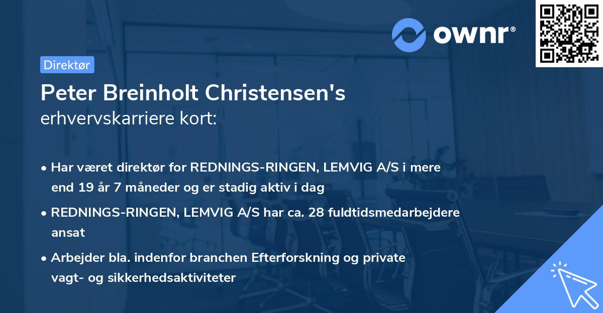 Peter Breinholt Christensen's erhvervskarriere kort