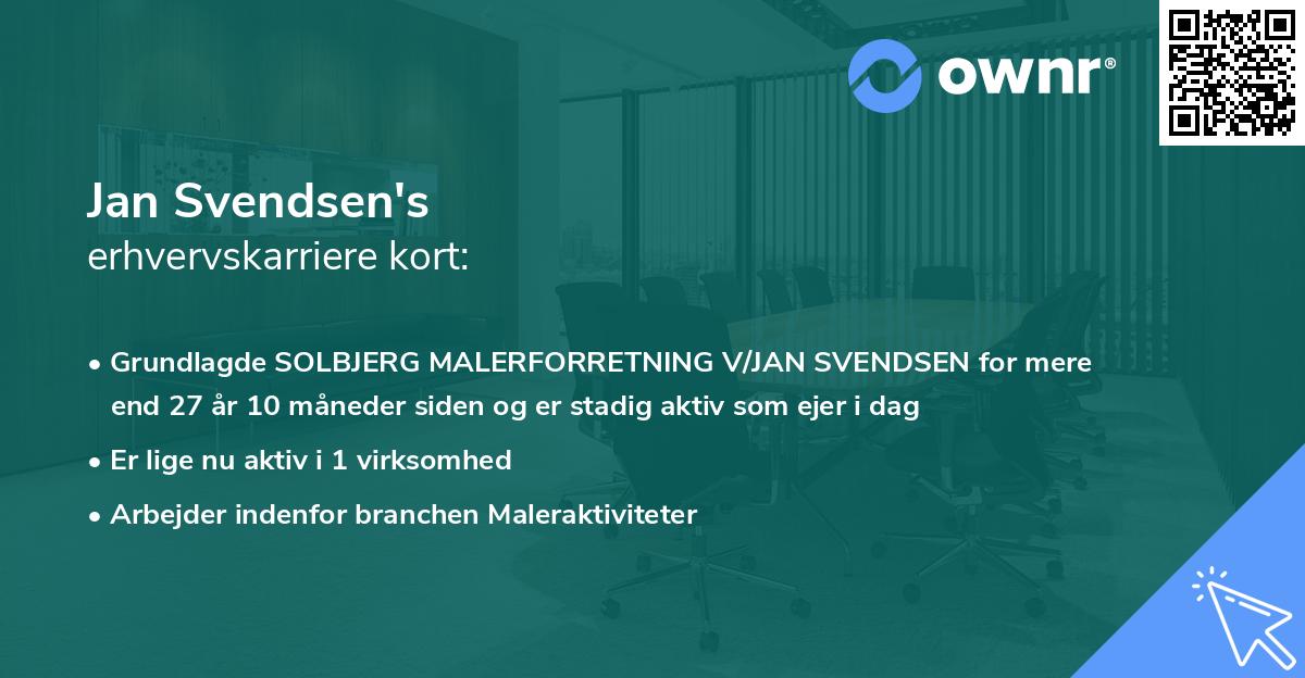 Jan Svendsen's erhvervskarriere kort