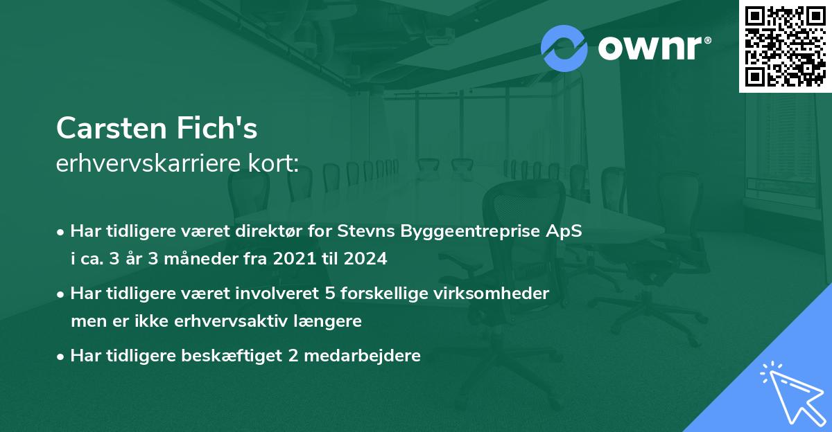 Carsten Fich's erhvervskarriere kort