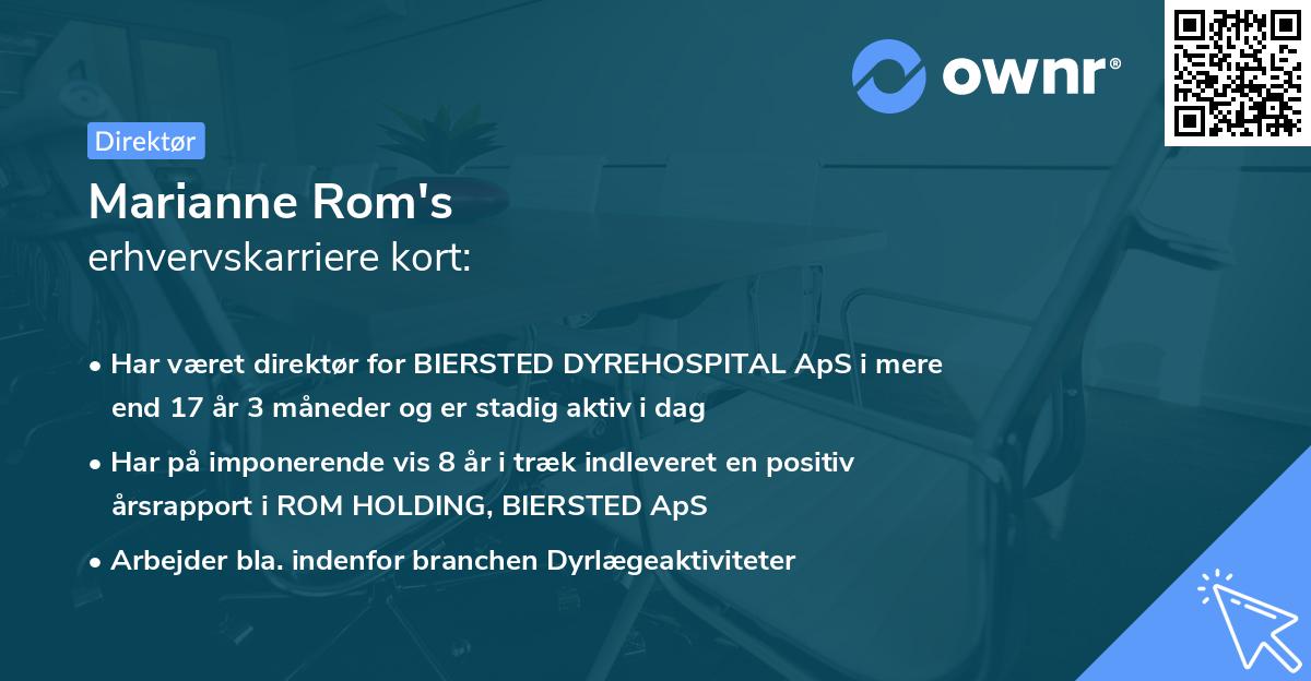 Marianne Rom's erhvervskarriere kort