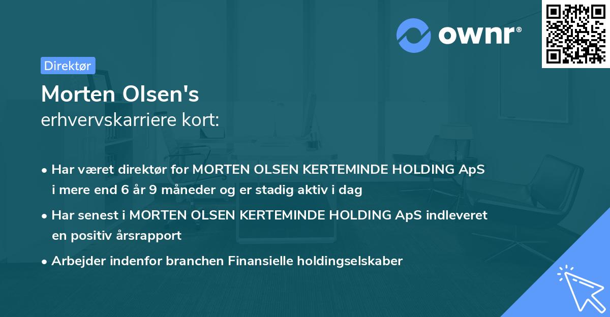 Morten Olsen's erhvervskarriere kort