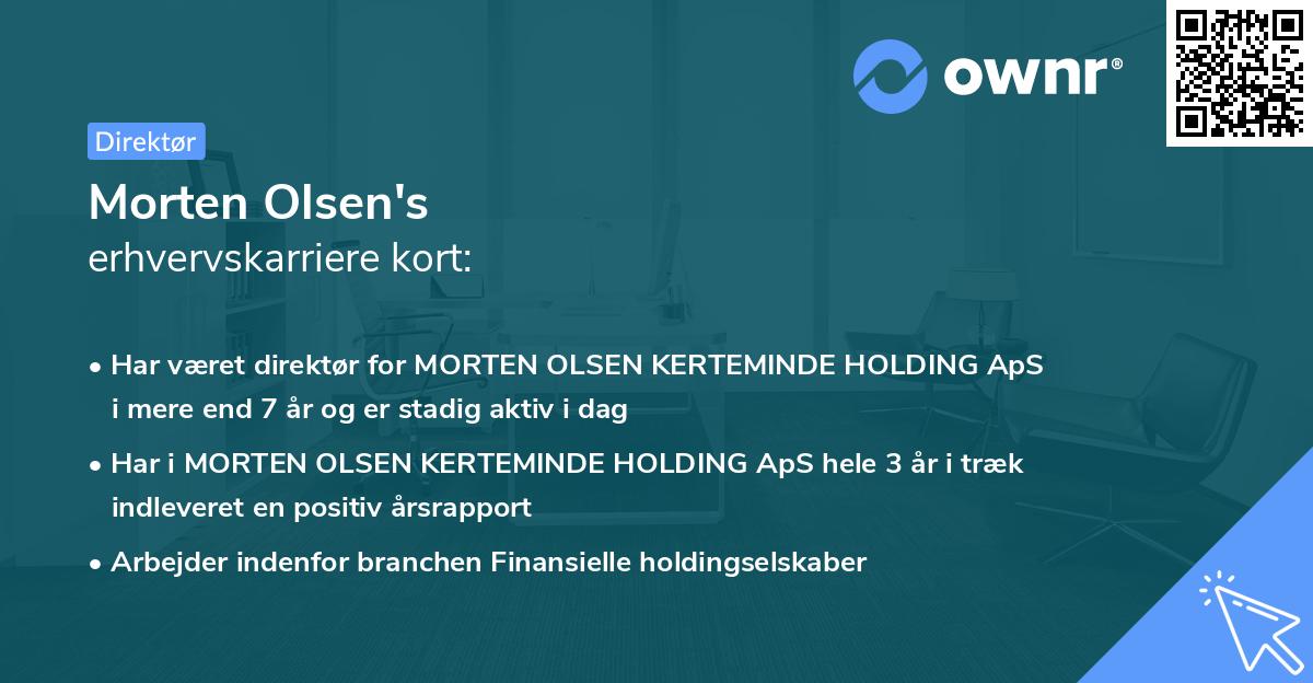 Morten Olsen's erhvervskarriere kort