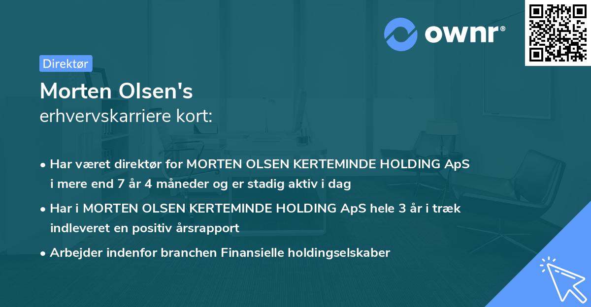 Morten Olsen's erhvervskarriere kort