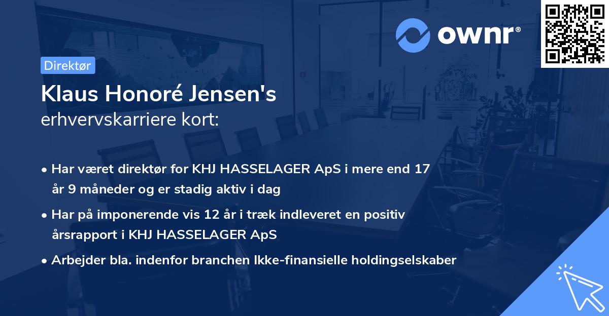 Klaus Honoré Jensen's erhvervskarriere kort