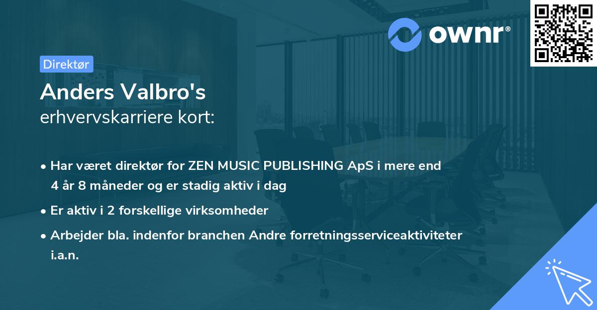 Anders Valbro's erhvervskarriere kort