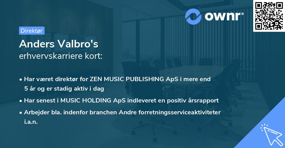 Anders Valbro's erhvervskarriere kort