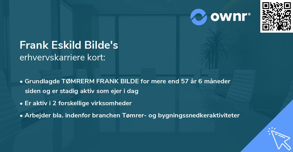 Frank Eskild Bilde's erhvervskarriere kort