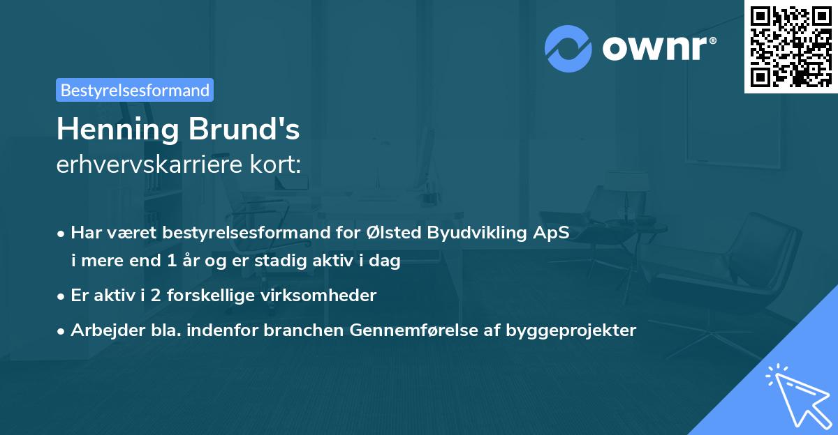Henning Brund's erhvervskarriere kort