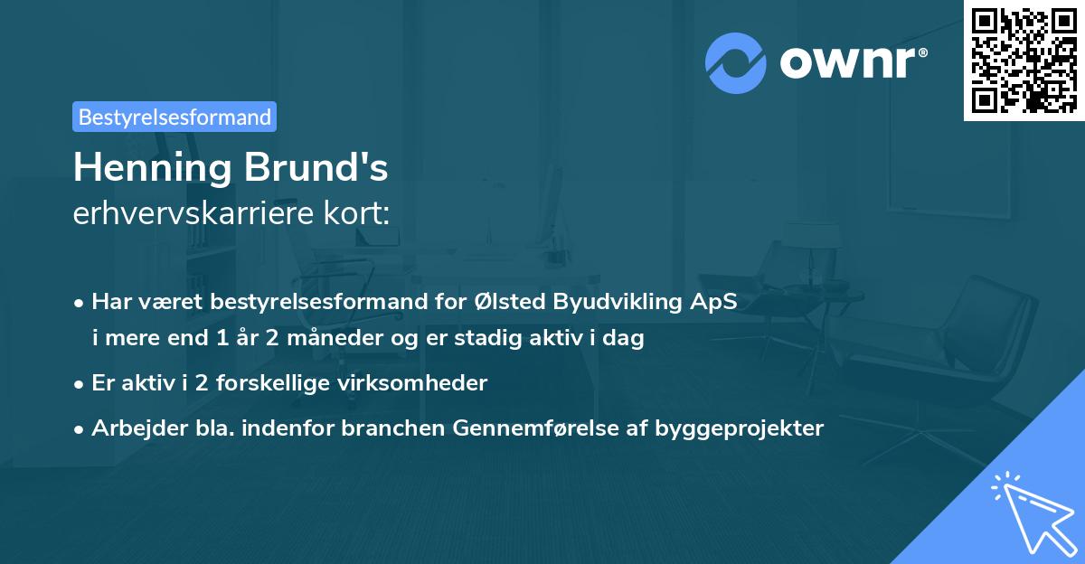 Henning Brund's erhvervskarriere kort