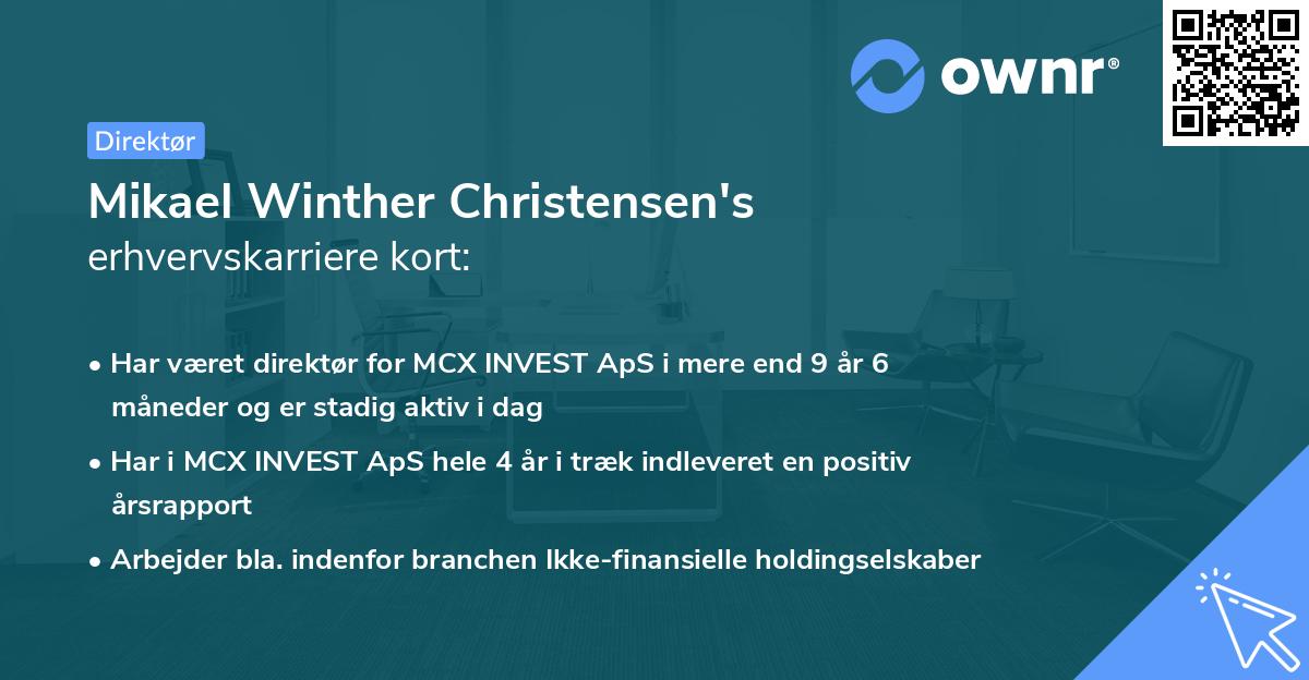 Mikael Winther Christensen's erhvervskarriere kort