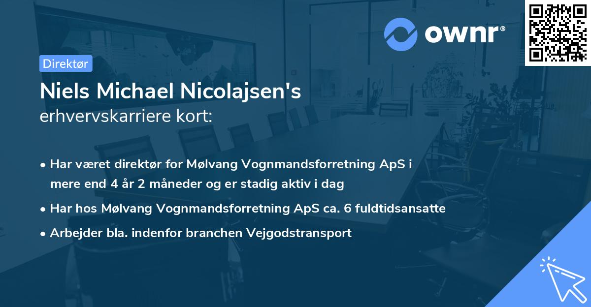 Niels Michael Nicolajsen's erhvervskarriere kort
