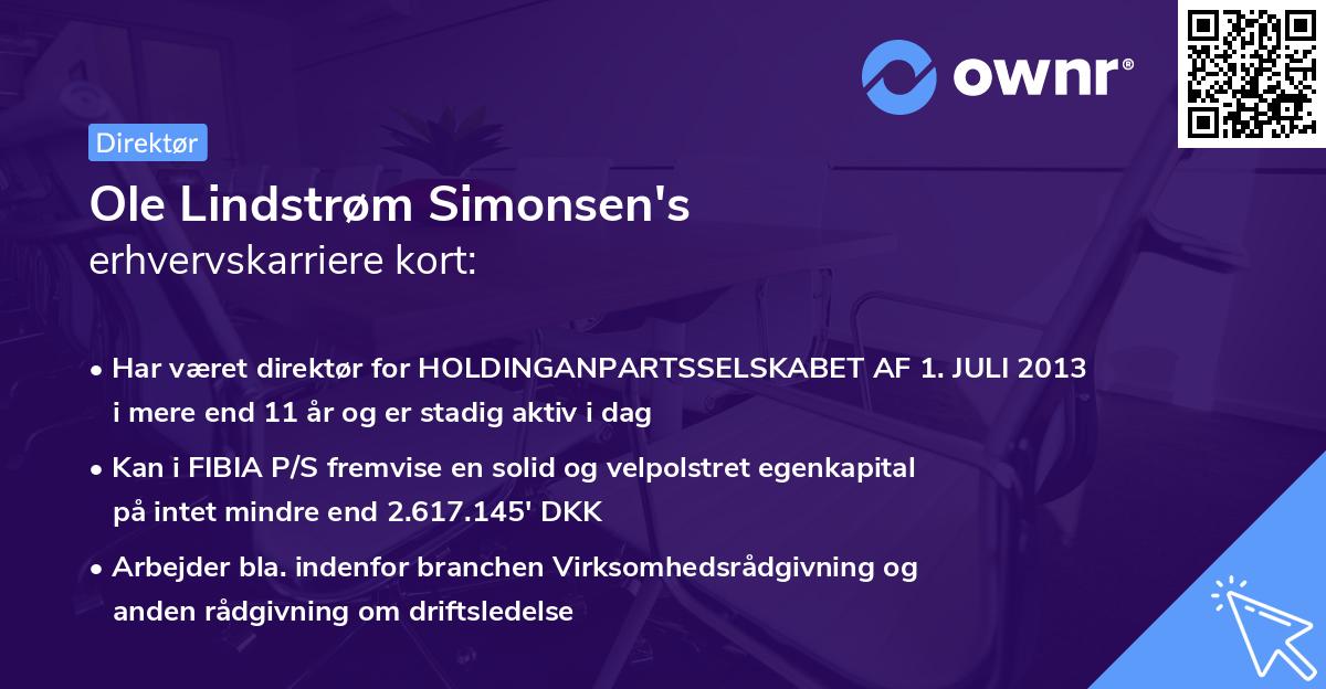 Ole Lindstrøm Simonsen's erhvervskarriere kort