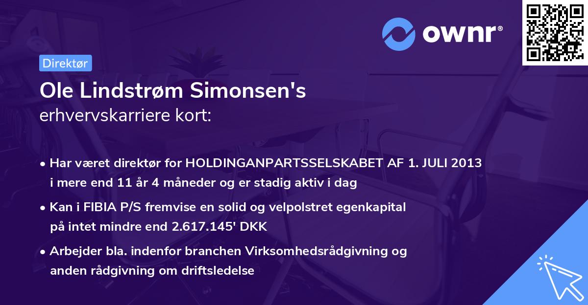 Ole Lindstrøm Simonsen's erhvervskarriere kort