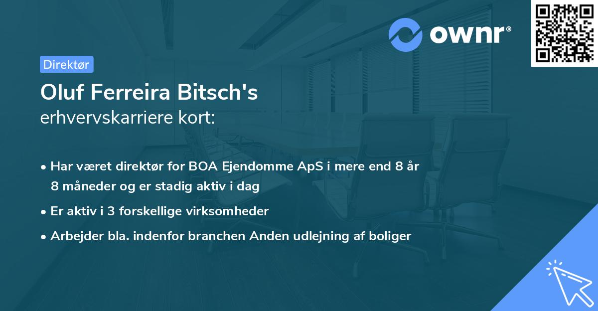 Oluf Ferreira Bitsch's erhvervskarriere kort