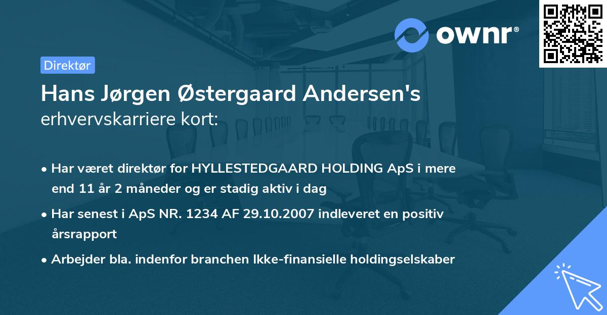 Hans Jørgen Østergaard Andersen's erhvervskarriere kort