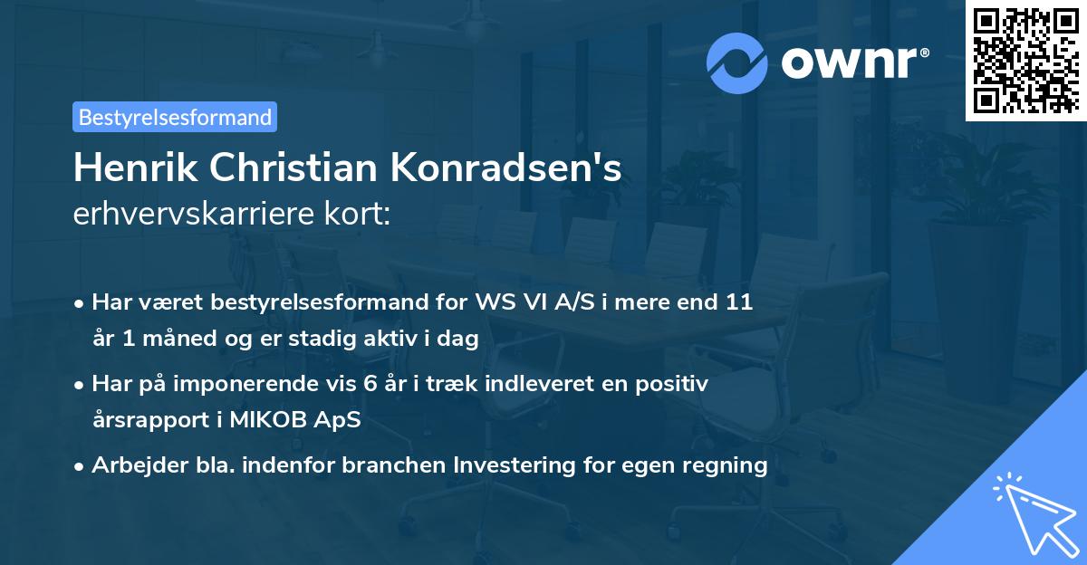 Henrik Christian Konradsen's erhvervskarriere kort