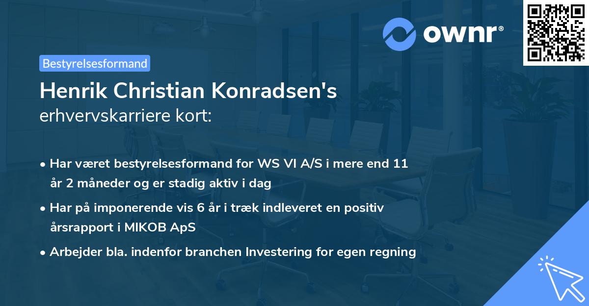 Henrik Christian Konradsen's erhvervskarriere kort
