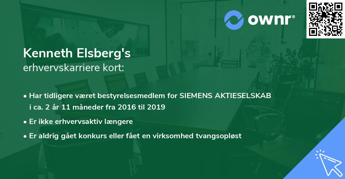 Kenneth Elsberg's erhvervskarriere kort