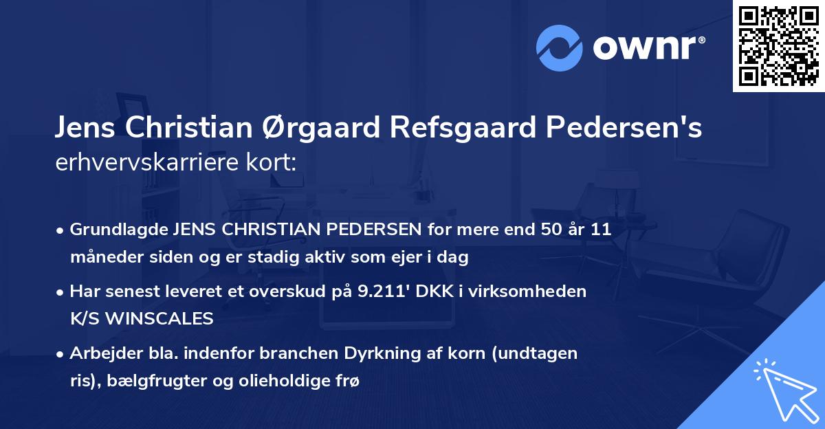 Jens Christian Ørgaard Refsgaard Pedersen's erhvervskarriere kort