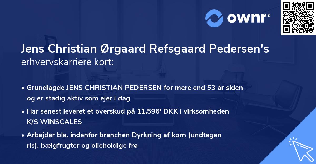 Jens Christian Ørgaard Refsgaard Pedersen's erhvervskarriere kort
