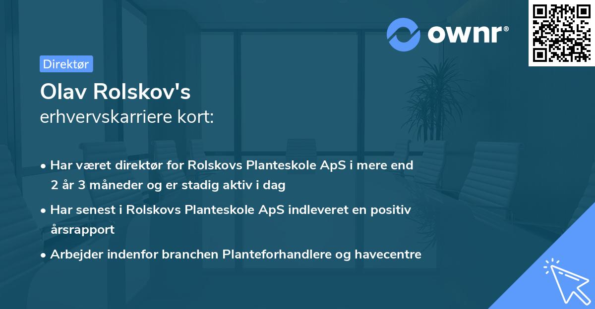 Olav Rolskov's erhvervskarriere kort