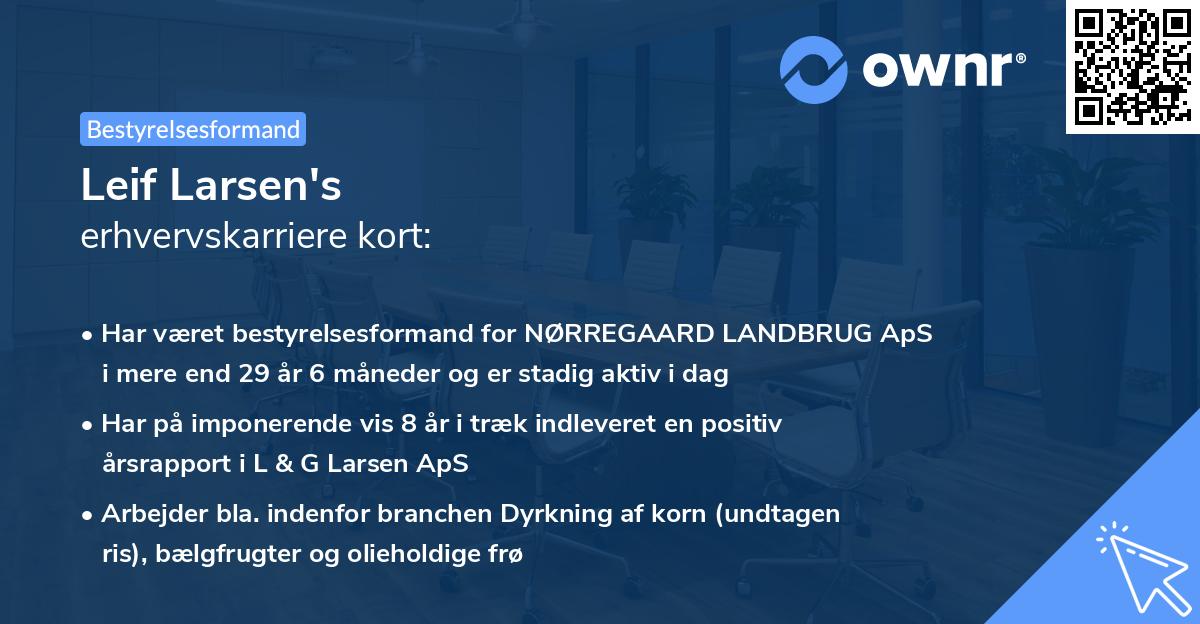 Leif Larsen's erhvervskarriere kort