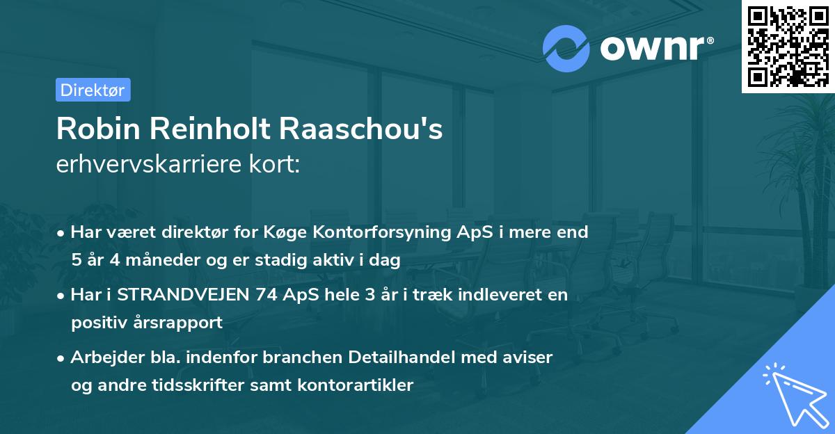Robin Reinholt Raaschou's erhvervskarriere kort