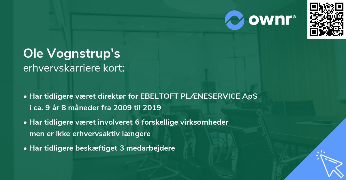 Ole Vognstrup's erhvervskarriere kort