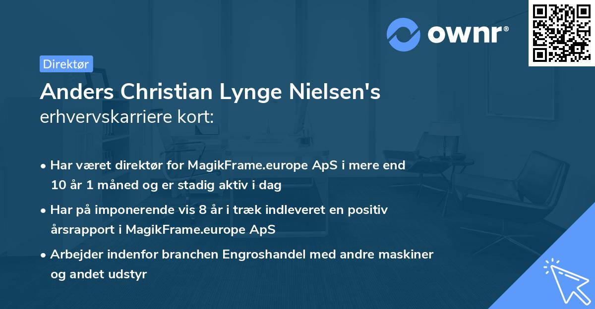 Anders Christian Lynge Nielsen's erhvervskarriere kort