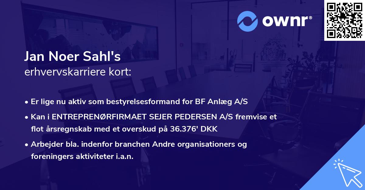 Jan Noer Sahl's erhvervskarriere kort