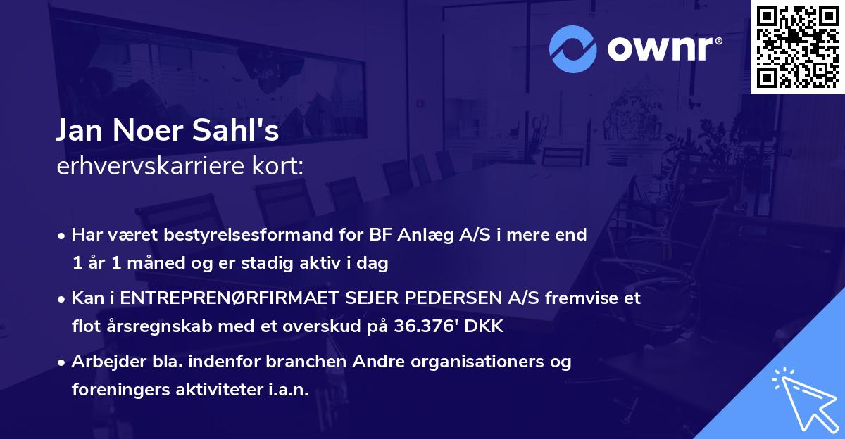 Jan Noer Sahl's erhvervskarriere kort