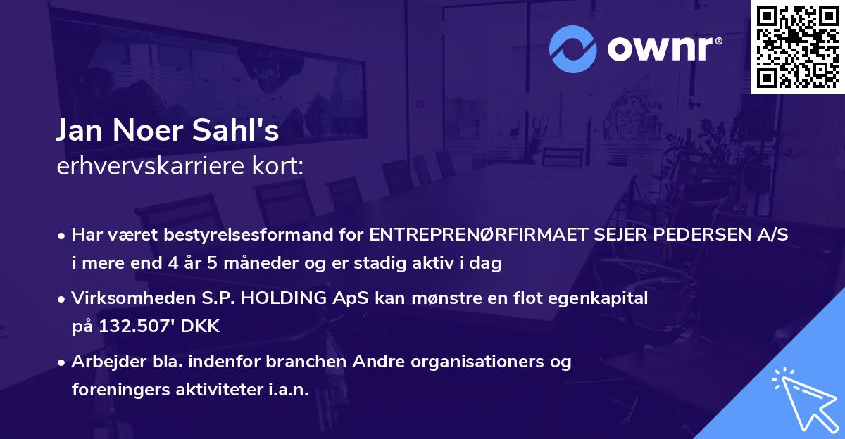 Jan Noer Sahl's erhvervskarriere kort