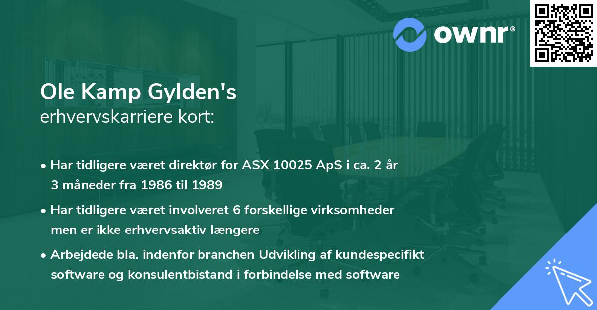Ole Kamp Gylden's erhvervskarriere kort
