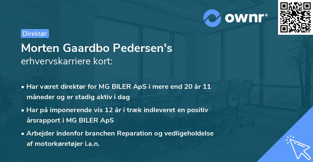 Morten Gaardbo Pedersen's erhvervskarriere kort