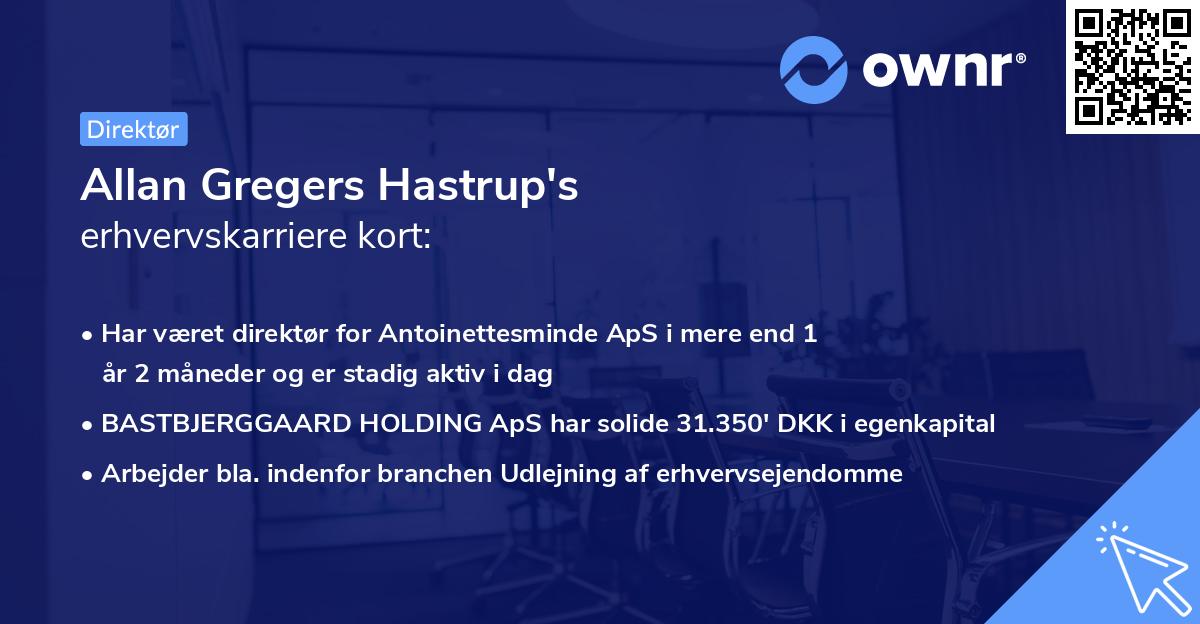Allan Gregers Hastrup's erhvervskarriere kort