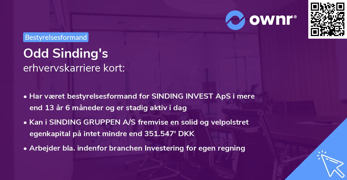 Odd Sinding's erhvervskarriere kort