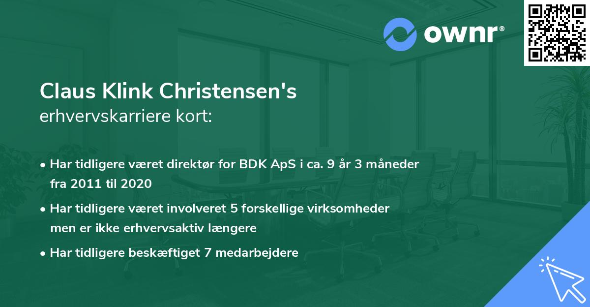 Claus Klink Christensen's erhvervskarriere kort