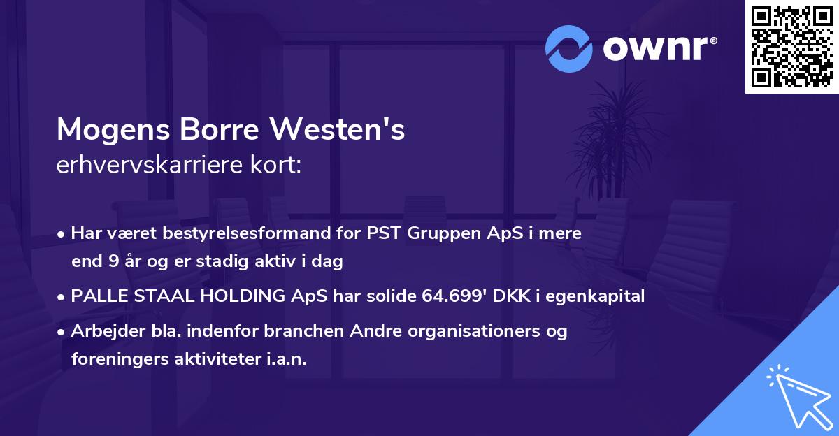 Mogens Borre Westen's erhvervskarriere kort