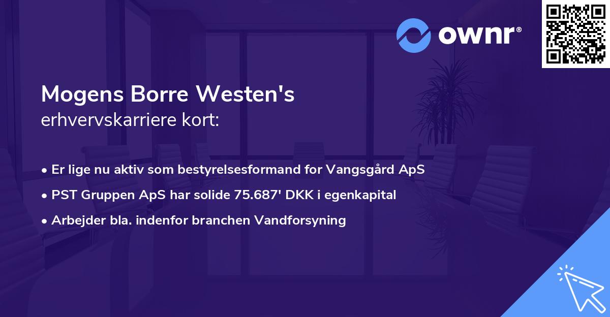 Mogens Borre Westen's erhvervskarriere kort